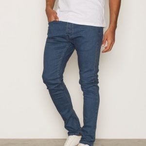 Topman Smokey Blue Wash Stretch Skinny Jeans Farkut Mid Blue