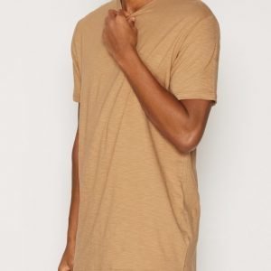 Topman Step Hem Longline T-Shirt T-paita Light Brown