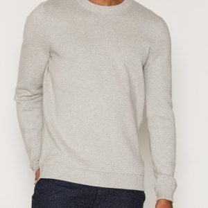 Topman TOPMAN PREMIUM Grey Ribbed Crew Neck Jumper Pusero Light Grey