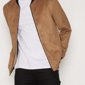 Topman Tan Suede Bomber Jacket Takki Light Brown