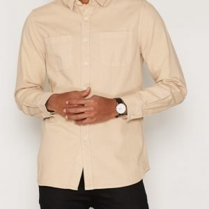 Topman Twill Cotton Casual Shirt Kauluspaita Beige