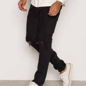 Topman Washed Black Ripped Stretch Skinny Jeans Farkut Black