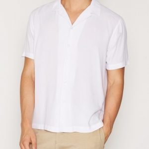 Topman White Revere Collar Short Sleeve Casual Shirt Kauluspaita White