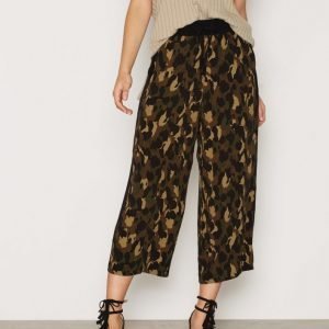 Topshop Camo Print Wide Leg Trousers Housut Khaki