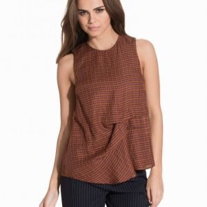 Topshop Checked Sleeveless Hitch Top Toppi Rust