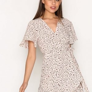 Topshop Daisy Print Ruffle Tea Dress Loose Fit Mekko Light Pink