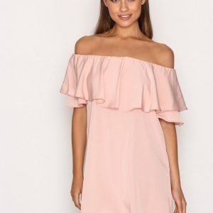 Topshop Dip Hem Bardot Dress Loose Fit Mekko Light Pink