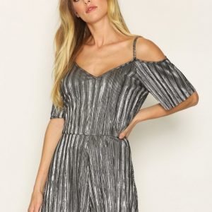 Topshop Disco Cold Shoulder Plisse Playsuit Hopea