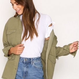 Topshop Elbow Rip Shacket Jakku Khaki