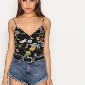 Topshop Embroidered Body Black