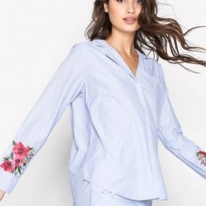 Topshop Embroidered Night Shirt Yöpaita Blue