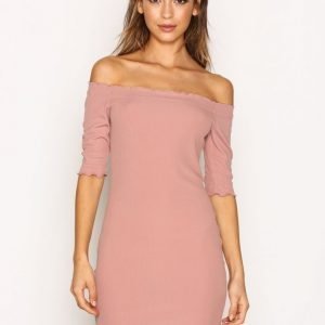 Topshop Frill Bardot Ss Dress Kotelomekko Light Beige