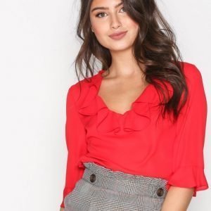 Topshop Frill Detail Blouse Pitkähihainen Paita Red