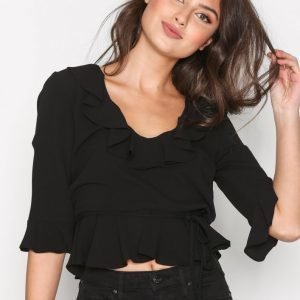 Topshop Frill Detail Blouse T-Paita Black