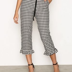 Topshop Frill Hem Trousers Housut Black / White