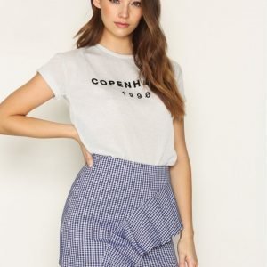 Topshop Gingham Ruffle Jersey Mini Skirt Minihame Blue / White