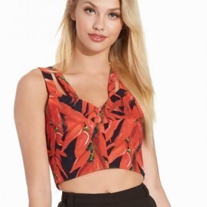 Topshop Hardware Detailed Double Strap Crop Toppi Black