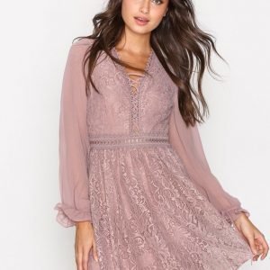 Topshop Lace Detail Mini Dress Pitkähihainen Mekko Dusty Pink