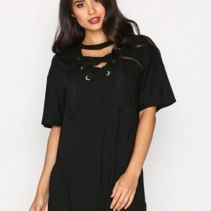 Topshop Lace Up Tunic Top T-Paita Black