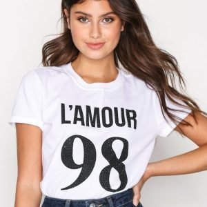 Topshop L'amour 98 Stud T-Shirt T-Paita White