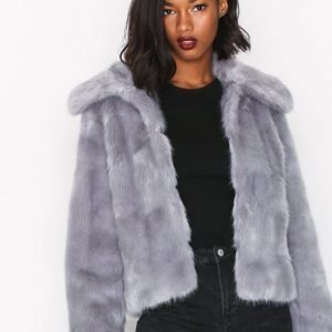 Topshop Lux Fur Coat Tekoturkki Grey