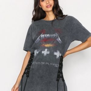 Topshop Metallica Lace Up T-Shirt Dress Mekko Charcoal