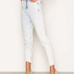 Topshop Moto Bleach Twisted Seam Mom Jeans Straight Farkut White