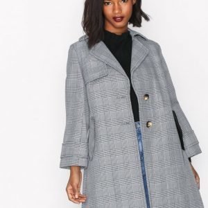 Topshop Pow Bonded Coat Pitkä Takki Monochrome