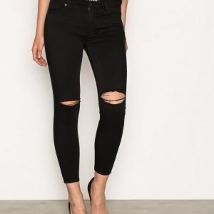 Topshop Rip Leigh Jeans Slim Farkut Black