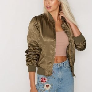 Topshop Shiny Bomber Takki Khaki