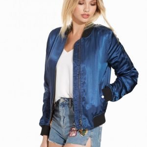 Topshop Shiny Rust Ma1 Bomber Jacket Takki Blue