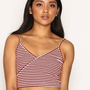 Topshop Stripe Wrap Crop Top Toppi Red