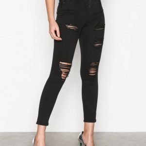 Topshop Super Rip Jamie Jeans Skinny Farkut Black