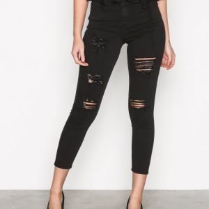 Topshop Super Rip Jamie Jeans Slim Farkut Black