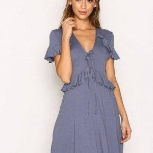 Topshop Tie Front Frill Dress Skater Mekko Grey