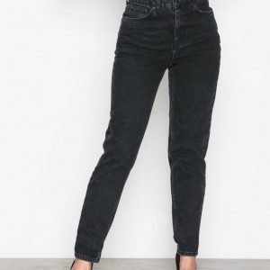 Topshop Washed Black Mom Jeans Straight Farkut Washed Black