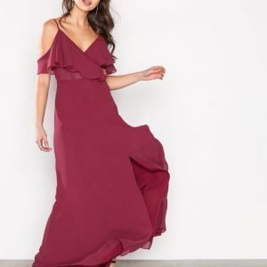 True Decadence Off Shoulder Frill Dress Kotelomekko Wine