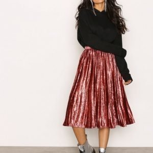 True Decadence Pleated Velvet Skirt Midihame Raspberry