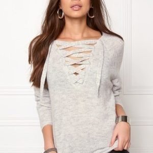 VILA Cant String Knit Top Light Grey Melange