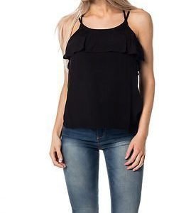 Vero Moda Crinkla Frill Top Black