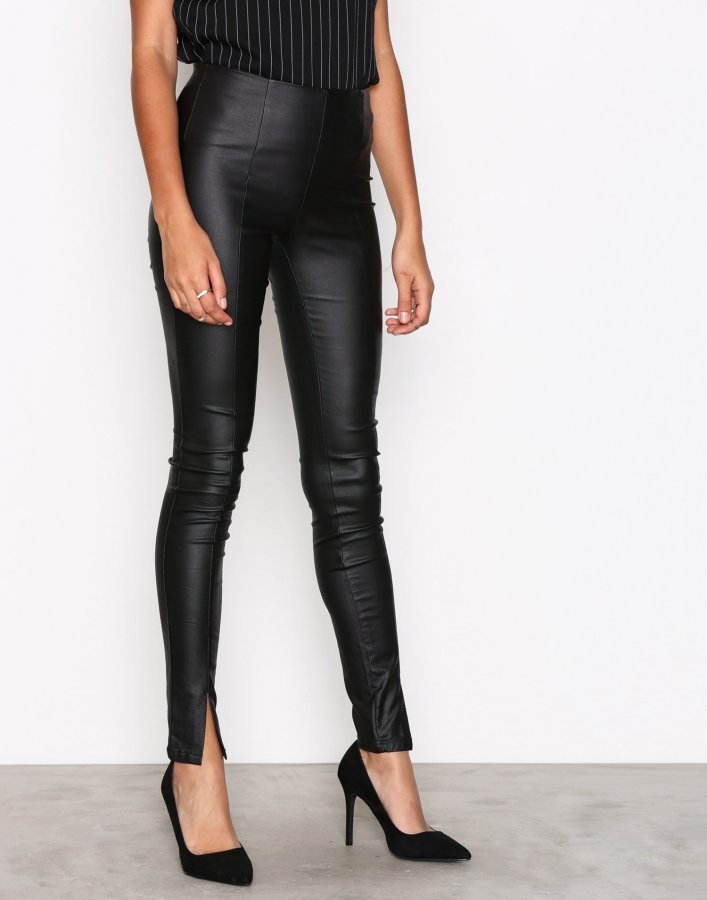 Vero Moda Vmcara Coated Leggings Leggingsit Musta - Vaatekauppa24.fi