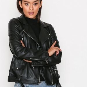 Vero Moda Vmjuhuu Short Faux Leather Jacket Nahkatakki Musta