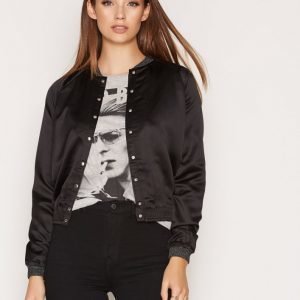 Vero Moda Vmrocker L / S Short Bomber Jacket Dn Takki Musta