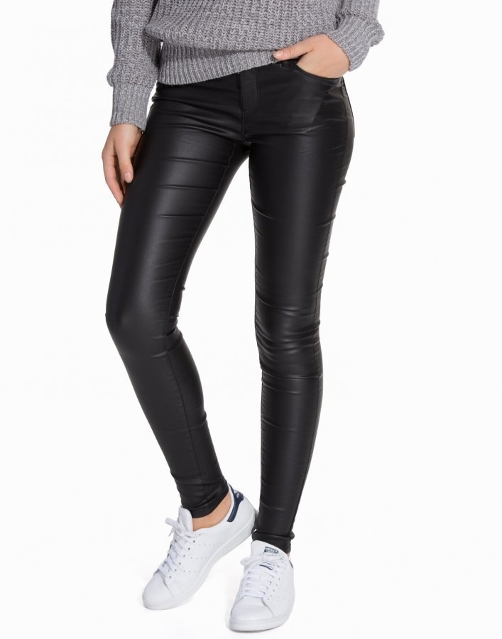 Vero Moda Nw S.Sl Smooth Coated Pants Housut Musta - Vaatekauppa24.fi