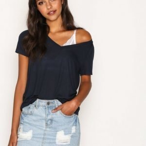 Vero Moda Vmspicy V-Neck Ss Top Noos T-Paita Tummansininen