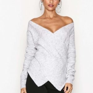 Vila Vicant Wrap Knit Top-Noos Neulepusero Vaaleanharmaa