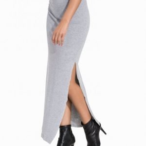 Vila Vihonesty New Maxi Slit Skirt Pitkä Hame Light Grey Melange