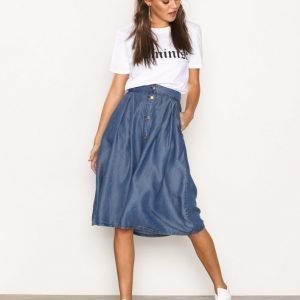 Vila Vimany Medi Denim Skirt Midihame Tummansininen