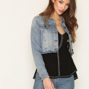 Vila Viplenty Cropped Denim Jacket Farkkutakki Sininen