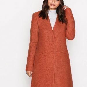 Vila Vitea Wool Boucle Jacket Pb Pitkä Takki Punainen